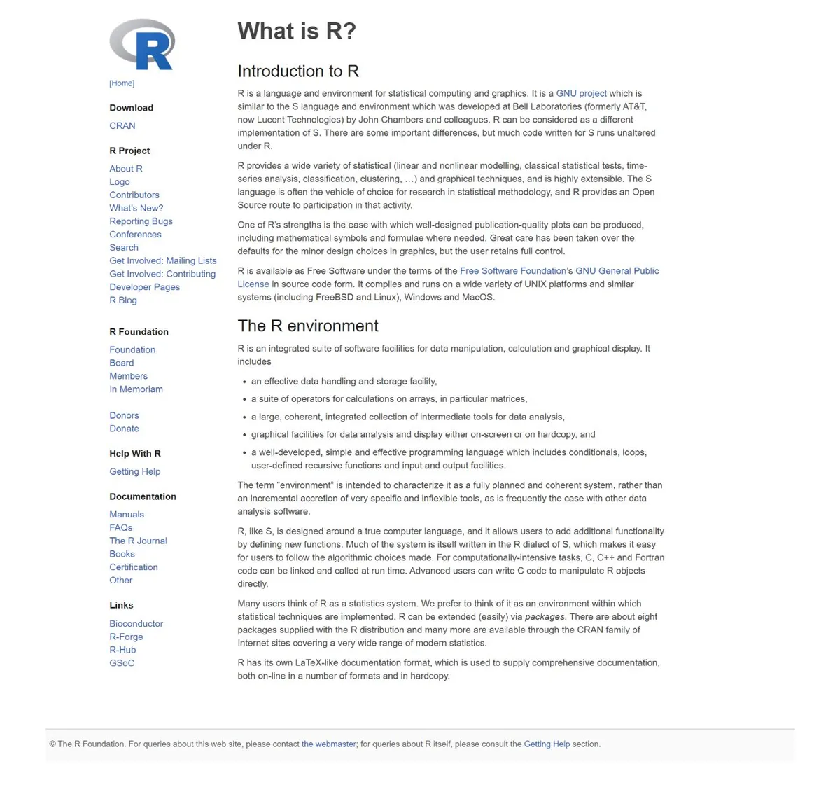 R Project 官方网站首页与核心功能