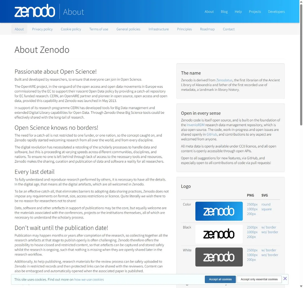 Zenodo 官方网站首页与核心功能