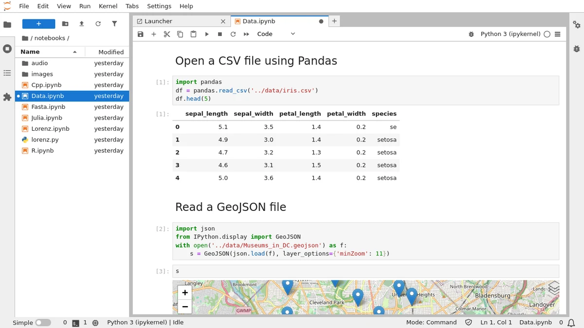Project Jupyter 官方文档中的 Notebook 代码文字和图表学习界面