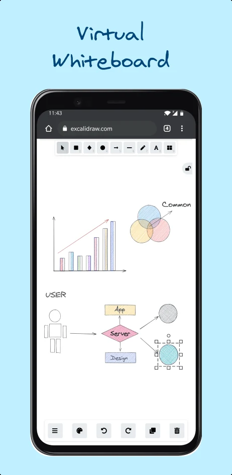 Excalidraw 移动端虚拟白板与图表绘制示例