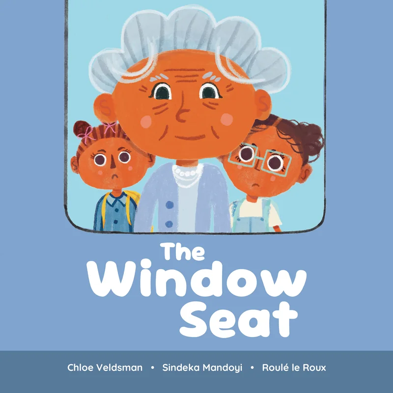 Book Dash 绘本 The Window Seat 的官方封面,祖母和两个孩子出现在车窗里